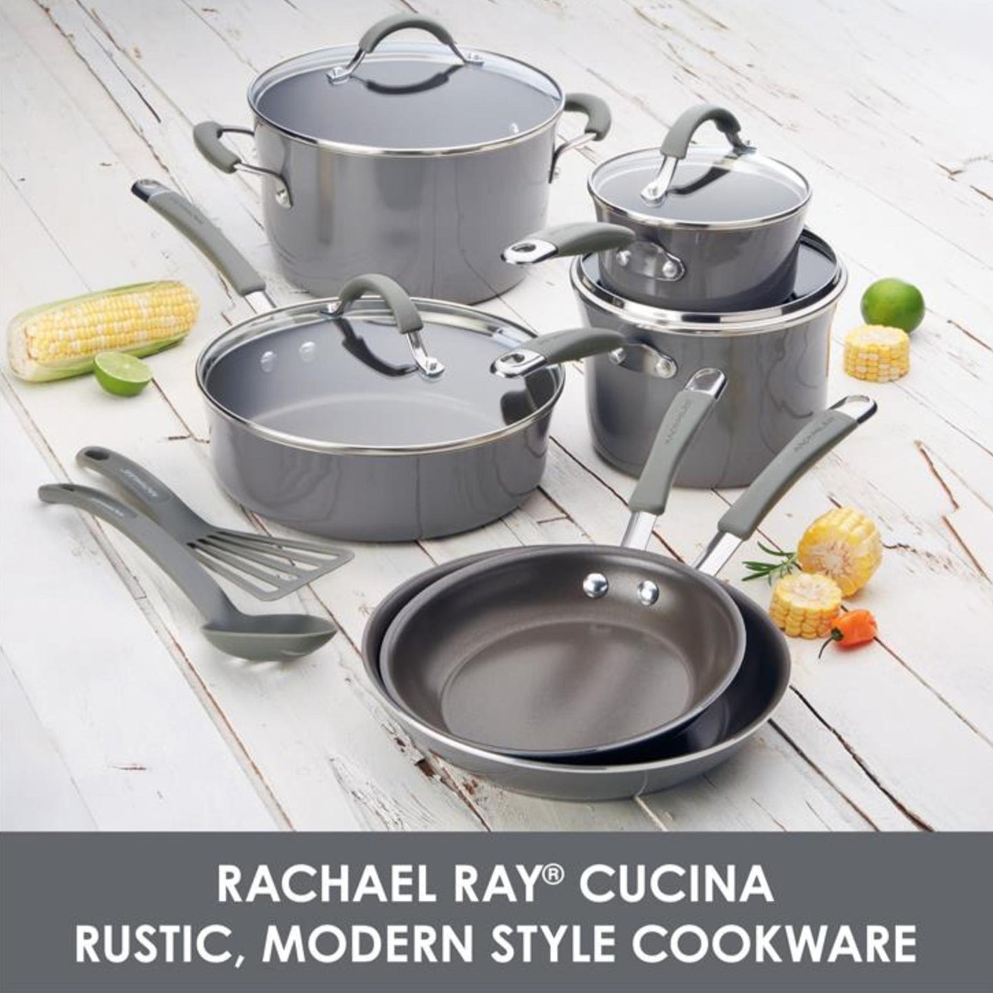 12 PC Cucina Hard Porcelain Enamel Nonstick Cookware Set